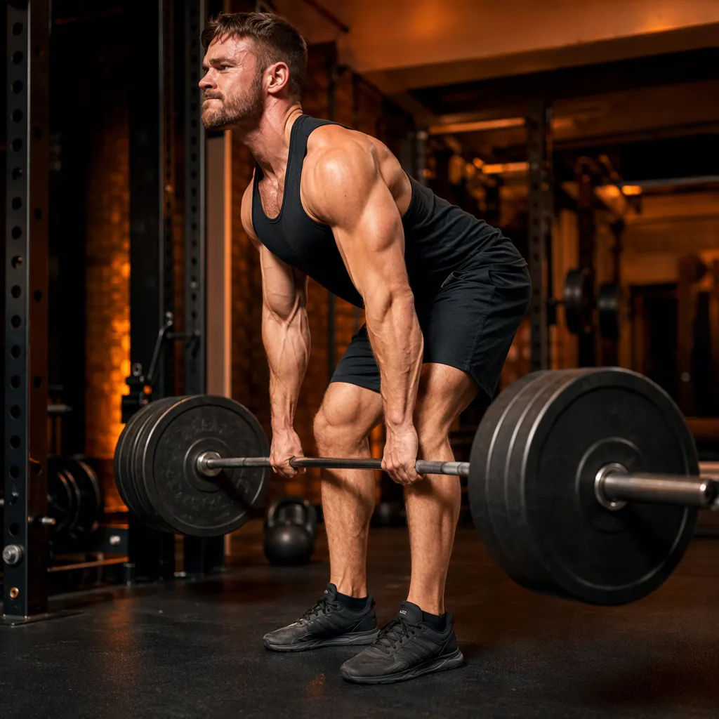 Deadlift execution, bar at knee level