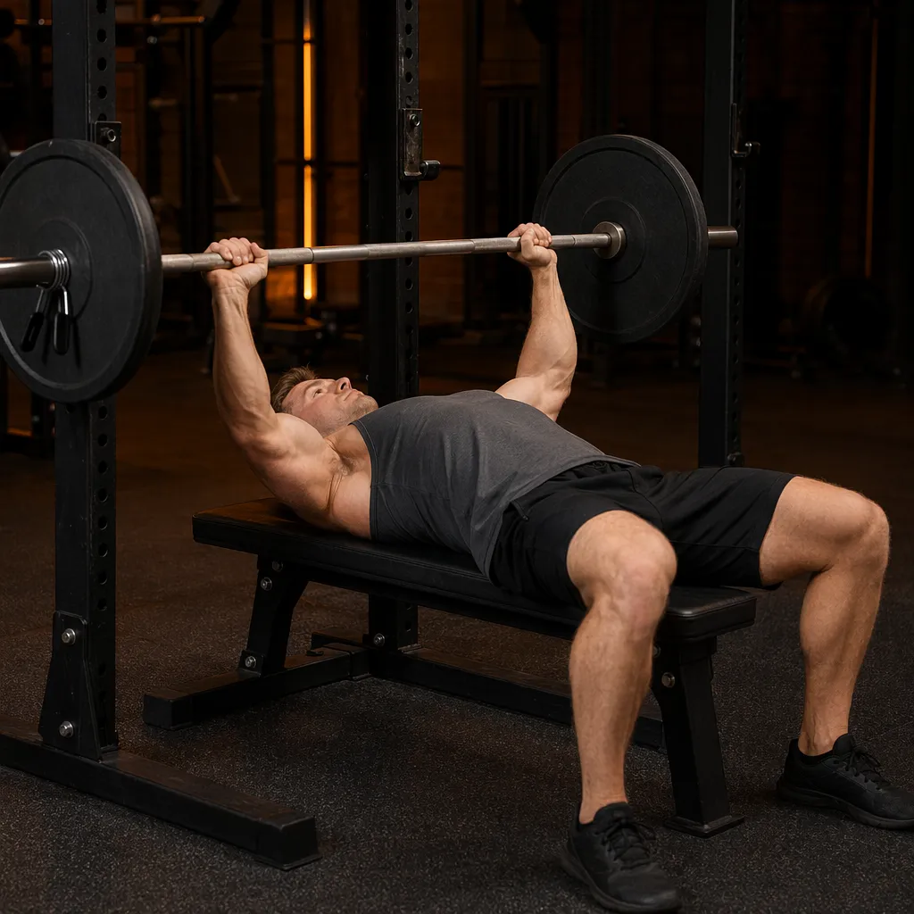 Flat bench press setup and grip position