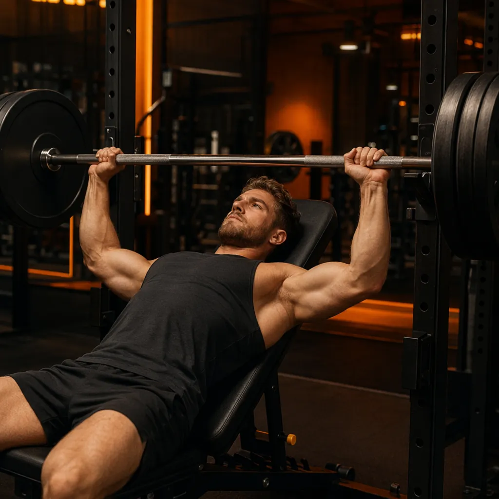 Incline bench press setup and grip position