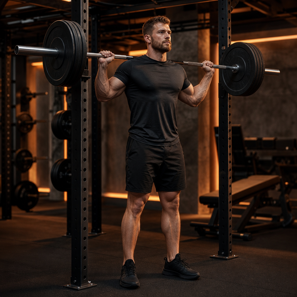 Barbell back squat setup and starting position